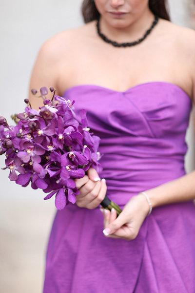 purple bridesmaids dress bright orchid