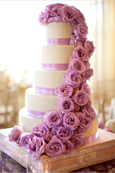 orchid purple flowers wedding cake