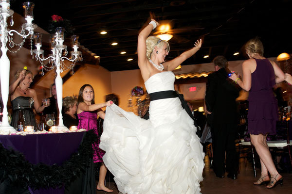 bride and groom dancing