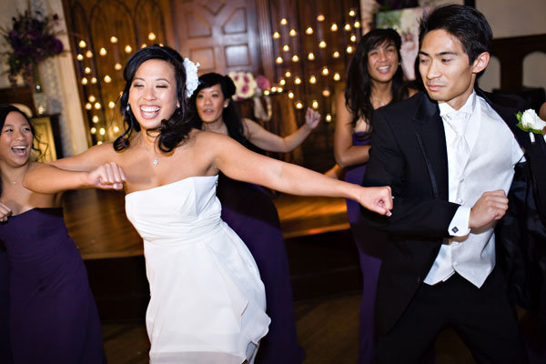 bride and groom dancing