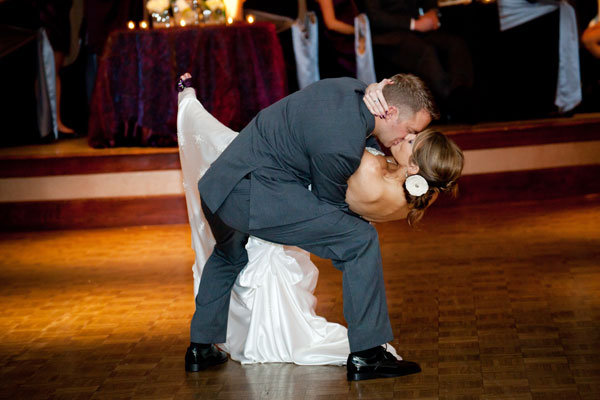 bride and groom dancing