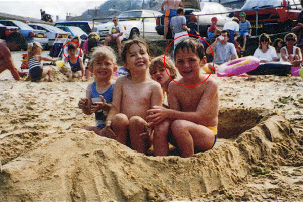 bride photobombs groom in childhood pic