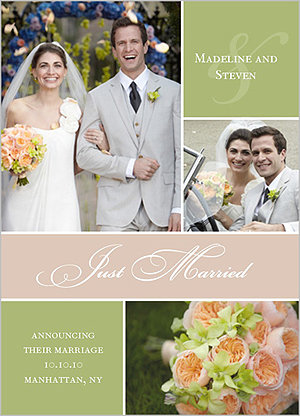 courtly collage mint wedding announcements
