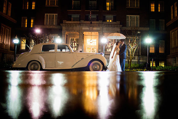 rainy wedding photo