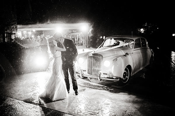 rainy wedding photo