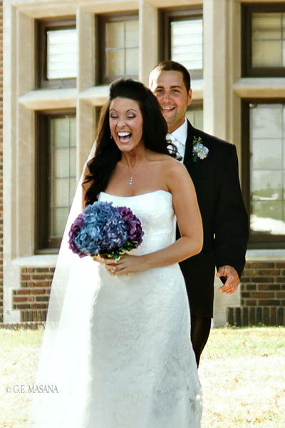 bride and groom before first look