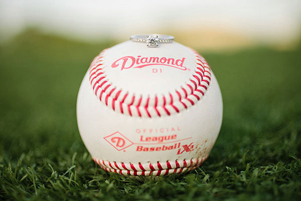 baseball with engagement ring