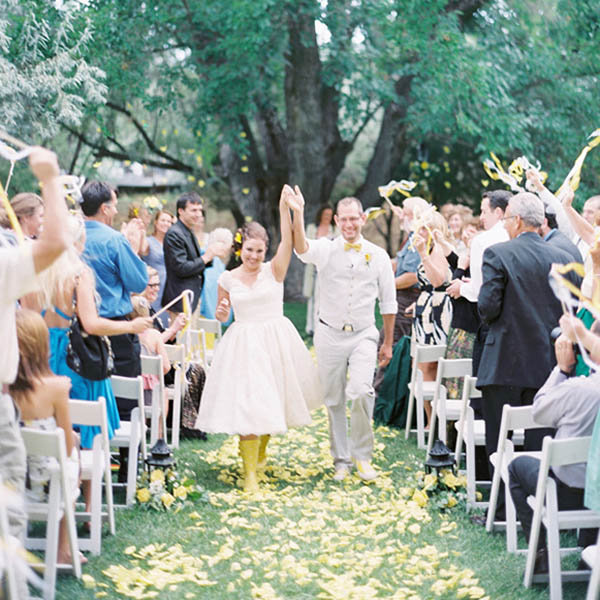 bride in rain boots