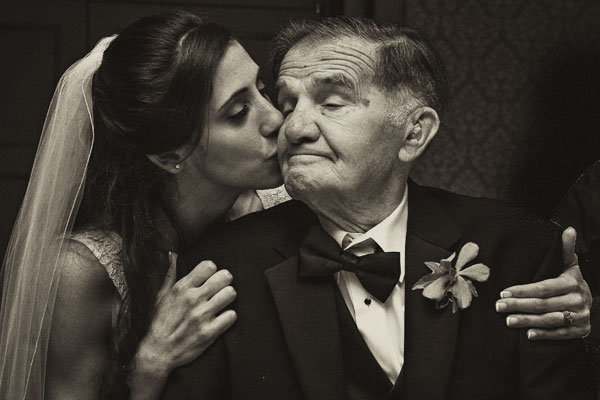 bride kissing grandpa