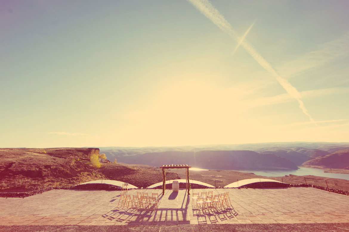 wedding ceremony with a gorgeous view