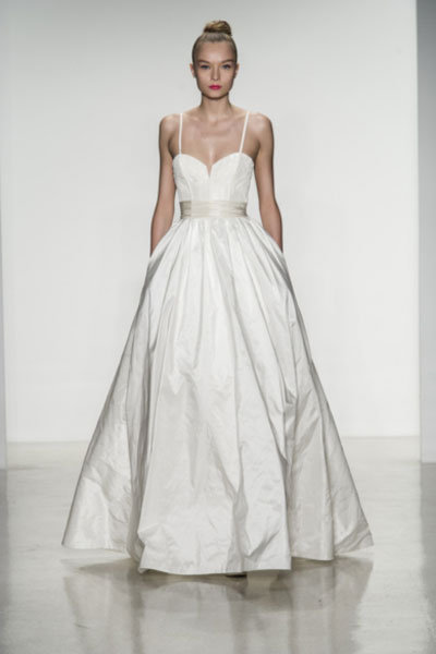 amsale wedding gown with spaghetti straps