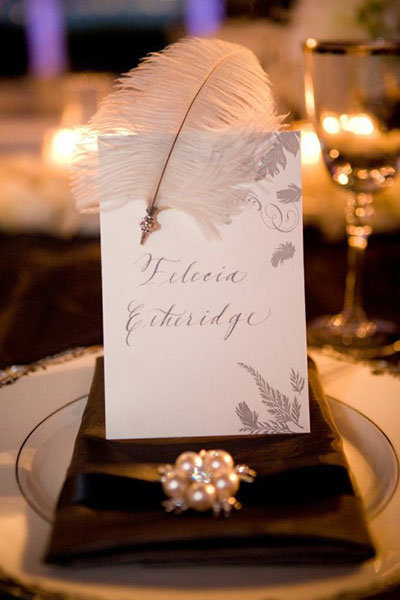 feather place card