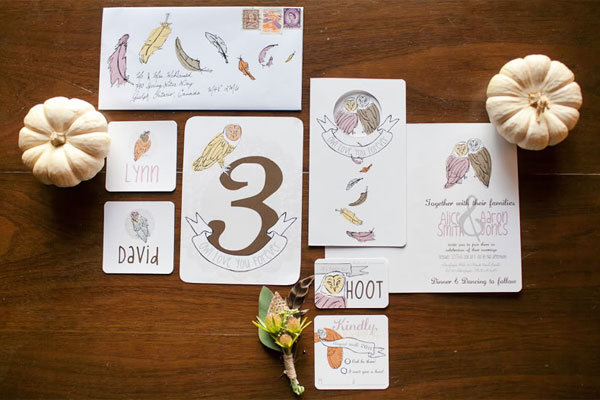 owl wedding invitations