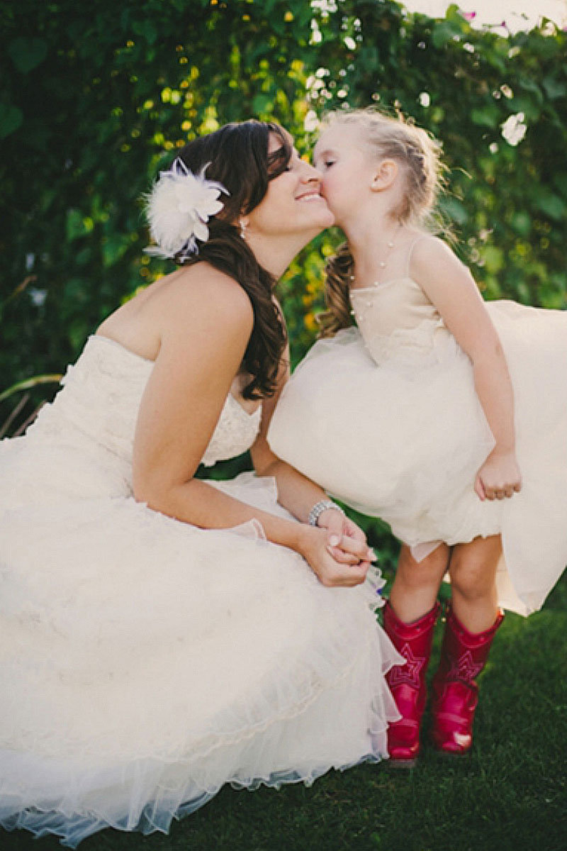 bride with flower girl