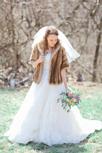 fur jacket for winter wedding