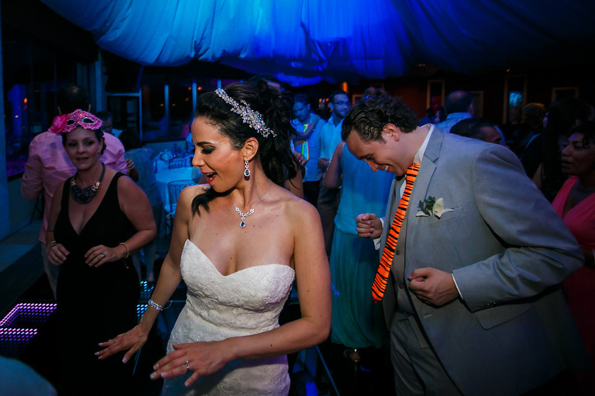 bride and groom dancing