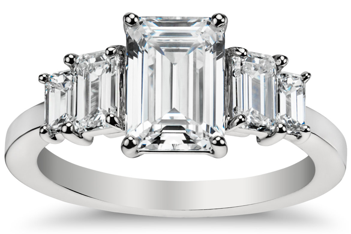 emerald diamond engagement ring in platinum