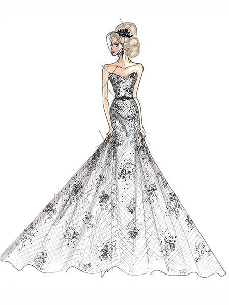 jessica simpson wedding gown sketch