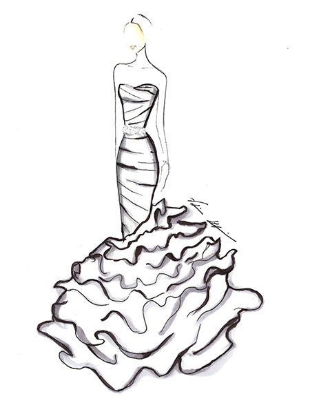 sofia vergara wedding gown sketch