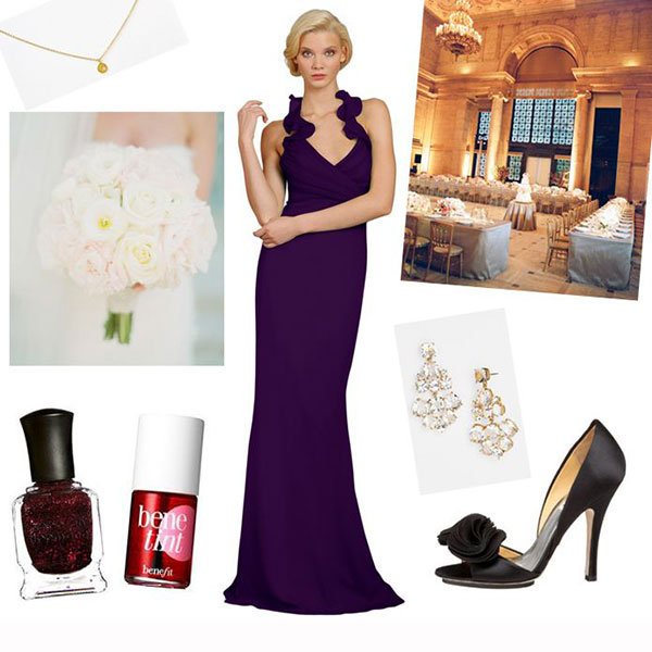 bridesmaid dress and jewelry