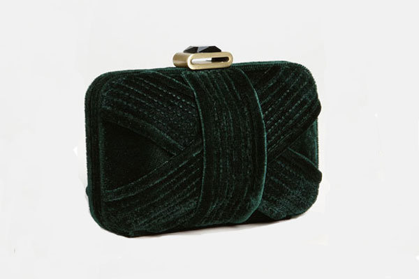 green velvet clutch 