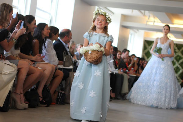 oscar de la renta blue flower girl