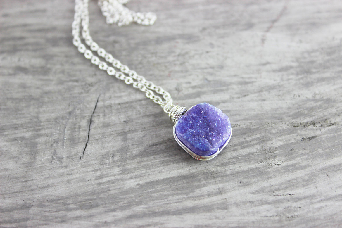 starletta necklace violet druzy necklace