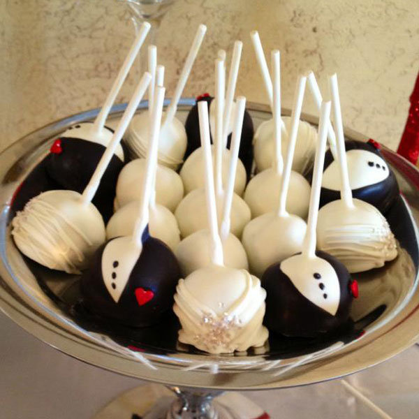 bride and groom cake pops