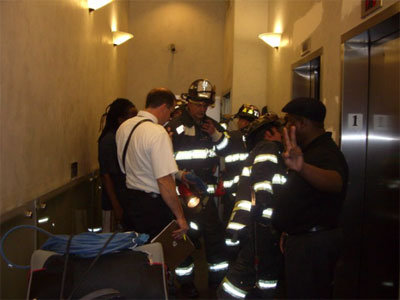 firemen in the lobby