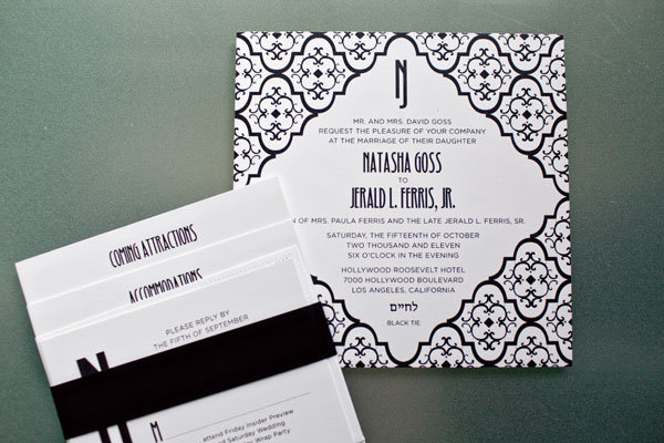 patterened wedding invitation