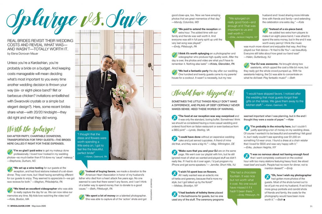 Save vs Splurge Bridal Guide May June 2020