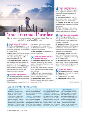 honeymoon style quiz bridal guide november december 2013