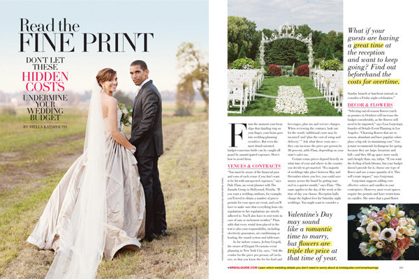 hidden wedding costs bridal guide november december 2013