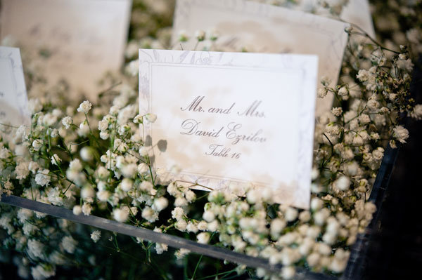 babys breath escort cards 