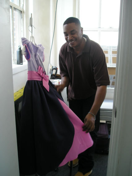 stylist drew felton steams a flower girl dress