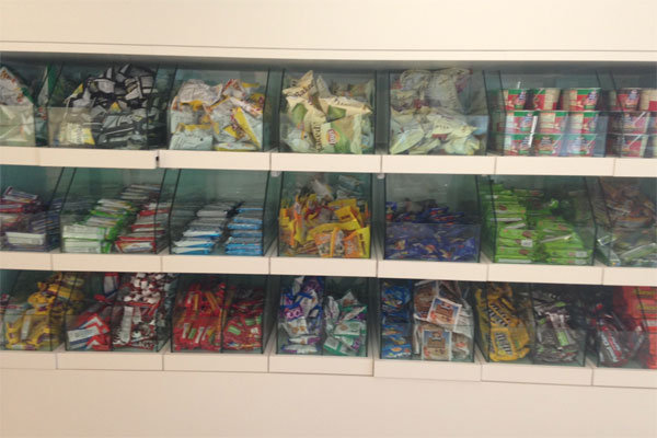 snack wall at blogger work
