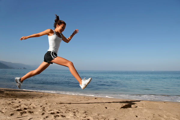 running on the beach