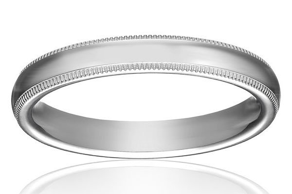 womens 14k white gold milgrain wedding ring