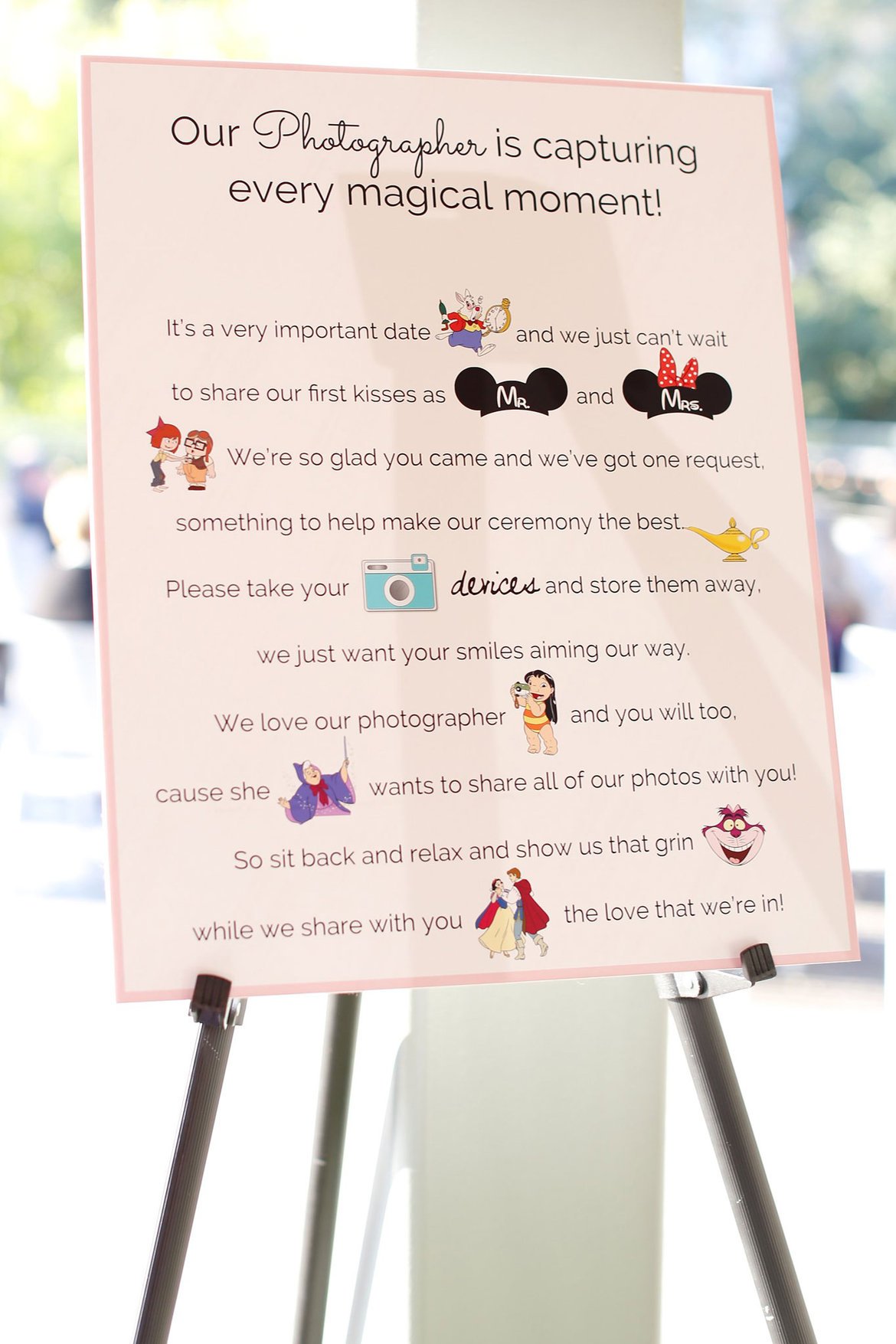 disney wedding ceremony sign