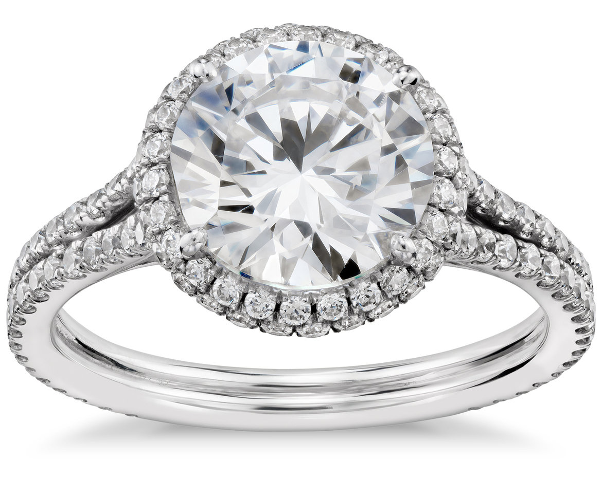 blue nile studio cambridge halo diamond engagement ring