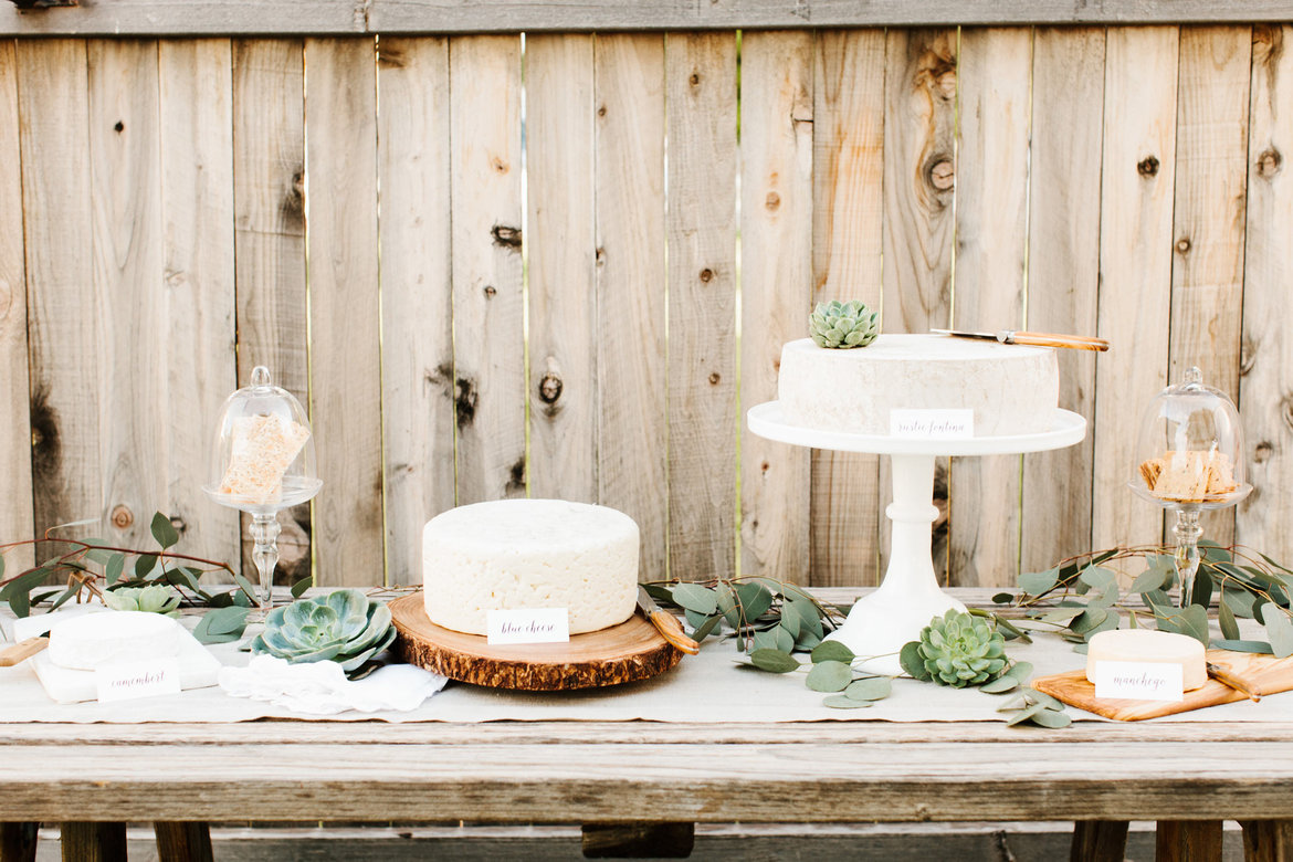 cheese wheel deconstructed wedding cake