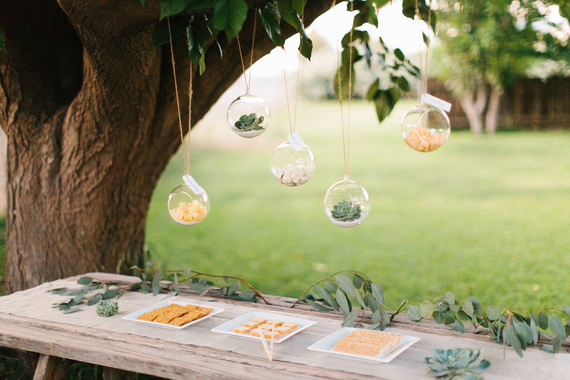 hanging terrariums food display