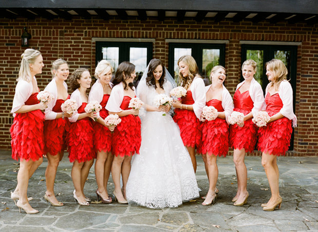 red bridesmaid dresses