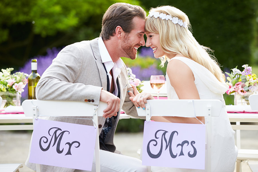mr and mrs wedding chair signs