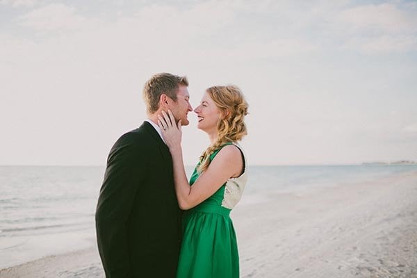 bride and groom on the beach 