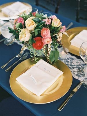 table setting and flowers