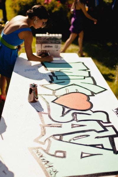 graffiti industrial wedding guest book