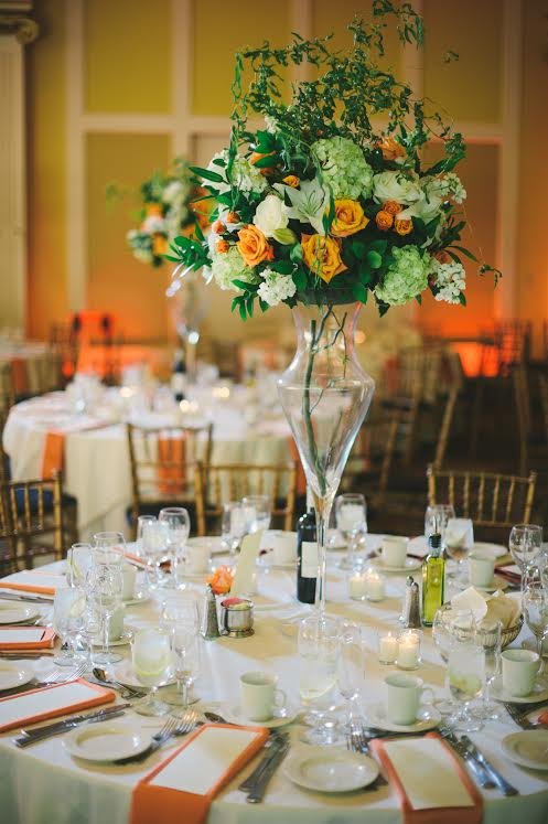 green and orange centerpiece