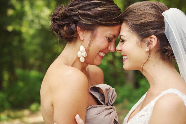 bride and maid of honor