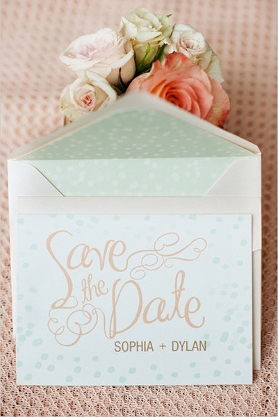 Gorgeous Pink Rose And Rings Personalized Wedding Save The Date Cards 
